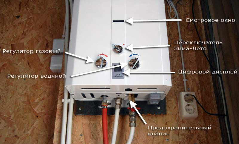 Схема монтажа проточного газового водонагревателя